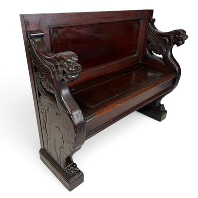 Sale Photo Thumbnail #164: American Renaissance Revival Carved Mahogany Winged Lion Hall Bench