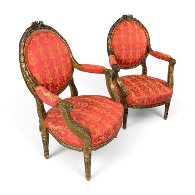 Sale Photo Thumbnail #155: Pair French Louis XVI Revival Armchairs