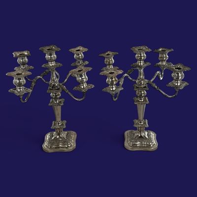 Sale Photo Thumbnail #117: Pair Birmingham Silver Co. Candelabra