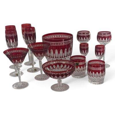 Sale Photo Thumbnail #144: Waterford Clarendon Ruby Crystal, 14 Pc