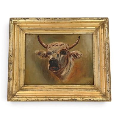 Sale Photo Thumbnail #134: A.C. Bouchard Cow Portrait Oil on Canvas