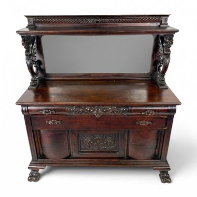 Sale Photo Thumbnail #96: R.J. Horner Oak Griffin Sideboard