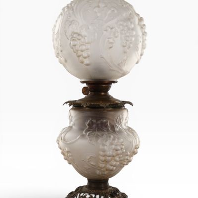 Sale Photo Thumbnail #258: Victorian Satin Glass Parlor Oil Lamp