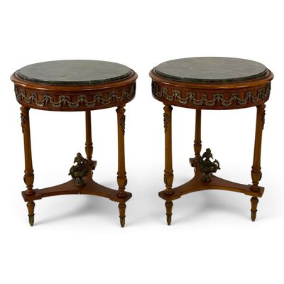 Sale Photo Thumbnail #31: Pair Continental Marble-Top Gueridons