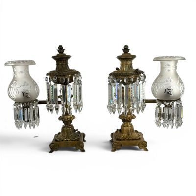 Sale Photo Thumbnail #25: Pair Clark Coit & Cargill Argand Lamps