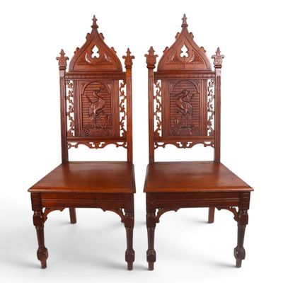 Sale Photo Thumbnail #109: Pair Gothic Revival Storage Chairs