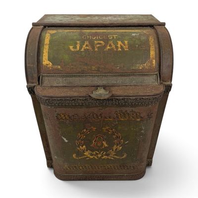 Sale Photo Thumbnail #308: Choicest Japan Japanned Tin General Store Tea Bin, Circa 1880-1900