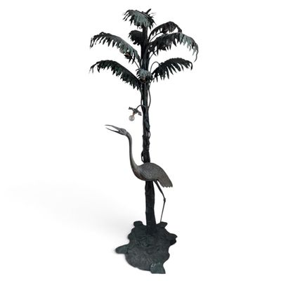 Sale Photo Thumbnail #173: Bronze Crane and Palm Tree Floor Lamp