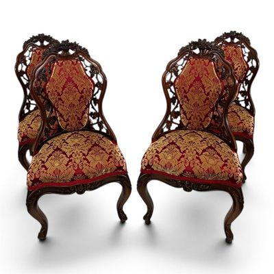Sale Photo Thumbnail #83: Four Attributed Belter Custom Chairs