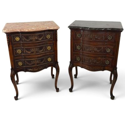 Sale Photo Thumbnail #152: Assoc. French Louis XV Marble-Top Petite Commodes