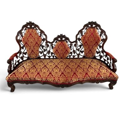 Sale Photo Thumbnail #81: Attributed Belter Custom Pattern Settee