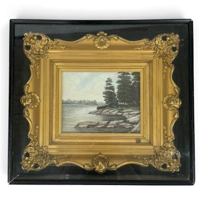 Sale Photo Thumbnail #274: A D Husted Lakeside Landscape, 1911