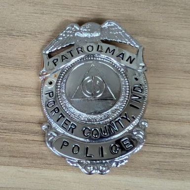 Sale Photo Thumbnail #205: Porter County Indiana Civil Defense Patrolman Police Badge