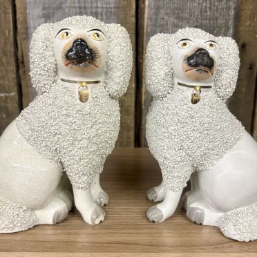 Sale Photo Thumbnail #4: A Pair of Staffordshire Confetti Poodle Figurines