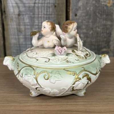 Sale Photo Thumbnail #42: Norleans Japan Porcelain Cherub Figural Trinket Box