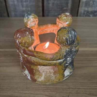 Sale Photo Thumbnail #434: Mexican Pottery Circle of Friends Figural Candle Holder