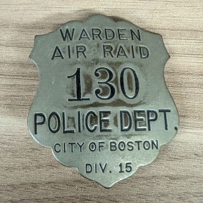 Sale Photo Thumbnail #233: WWII City of Boston Police Department Air Raid Warden Badge Division 15