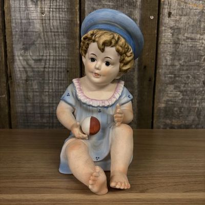 Sale Photo Thumbnail #54: Large Antique German Bisque Porcelain Piano Baby Figurine