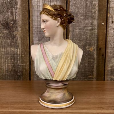 Sale Photo Thumbnail #5: Polychrome Painted Bisque Porcelain Bust of Artemis