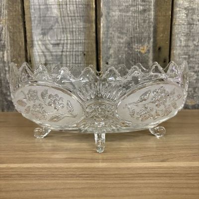 Sale Photo Thumbnail #369: Crystal Clear Industries Flora Collection Frosted Floral Footed Centerpiece Bowl