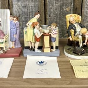 Sale Photo Thumbnail #63: Three Norman Rockwell Hand-Painted Bisque Porcelain Figurines with Certificates of Authenticity