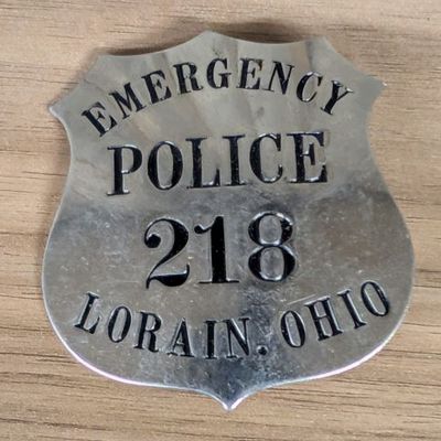 Sale Photo Thumbnail #225: Obsolete Lorain, Ohio Emergency Police Badge Number 218