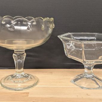 Sale Photo Thumbnail #268: Two American Vintage Molded Glass Footed Compotes
