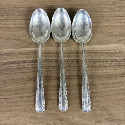 Sale Photo Thumbnail #113: A Trio of Towle Sterling Silver Teaspoons in the Candlelight Pattern