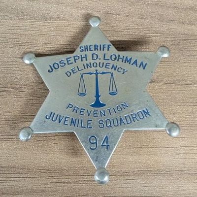 Sale Photo Thumbnail #214: Two Illinois Municipal and Law Enforcement Badges including Joseph D. Lohman Cook County Sheriff Juvenile Squadron