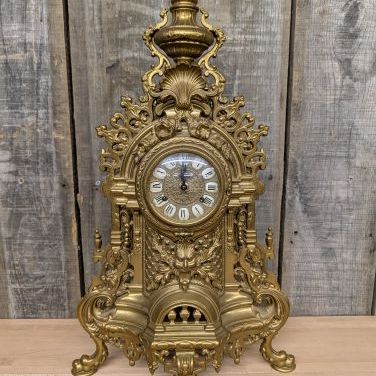 Sale Photo Thumbnail #180: Italian Imperial Rococo Style Gilt Brass Mantel Clock with Franz Hermle Movement