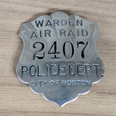Sale Photo Thumbnail #227: WWII Boston Police Department Air Raid Warden Badge No. 2407