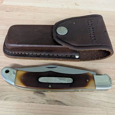 Sale Photo Thumbnail #291: Schrade Old Timer 125OT Mustang Folding Hunter Knife and Leather Sheath