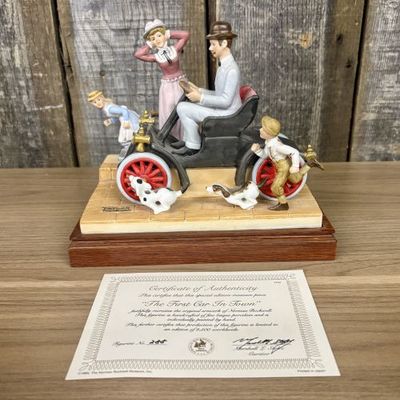 Sale Photo Thumbnail #58: Norman Rockwell Limited Edition Bisque Porcelain Figurine The First Car In Town