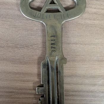 Sale Photo Thumbnail #221: Folger Adam Company Cast Brass Prison Key Joliet Illinois