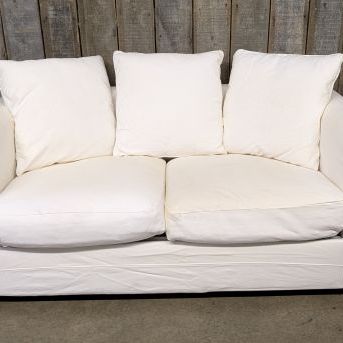 Sale Photo Thumbnail #160: Contemporary Slipcovered Two Seat Sofa with Rolled Arms