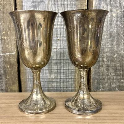 Sale Photo Thumbnail #96: A Pair of Sterling Silver Wine Goblets
