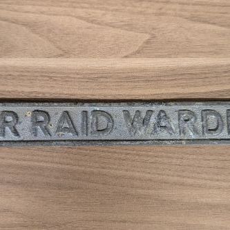 Sale Photo Thumbnail #220: World War II ARP Air Raid Warden Cast Metal Sign