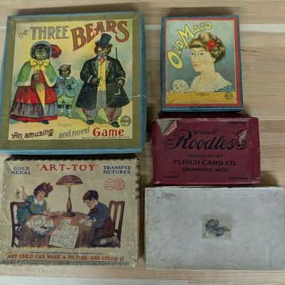 Sale Photo Thumbnail #324: A Collection of Vintage Children's Games and Activity Sets Including Milton Bradley and Flinch Card Co