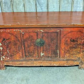 Sale Photo Thumbnail #165: Large Chinese Red Lacquered Altar Cabinet with Hand Painted Decoration