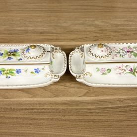 Sale Photo Thumbnail #23: A Pair of Japanese Porcelain Double Inkwells with Integral Trays