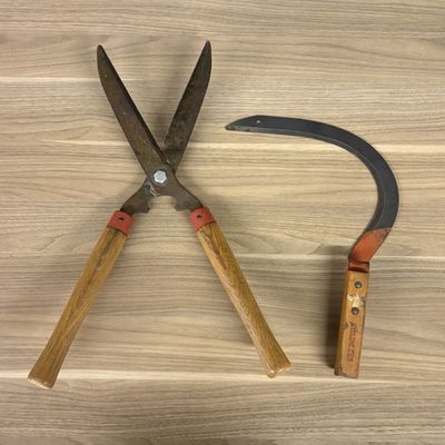 Sale Photo Thumbnail #508: Two Vintage Cyclone Garden Tools Including Hedge Shears and Grass Sickle