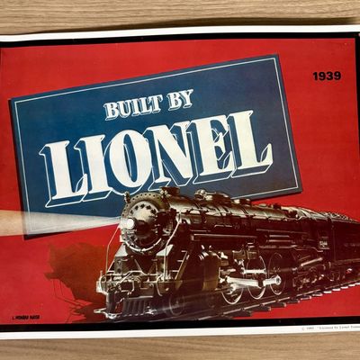 Sale Photo Thumbnail #584: Licensed Lionel Trains 1939 Catalog Cover Embossed Metal Advertising Sign