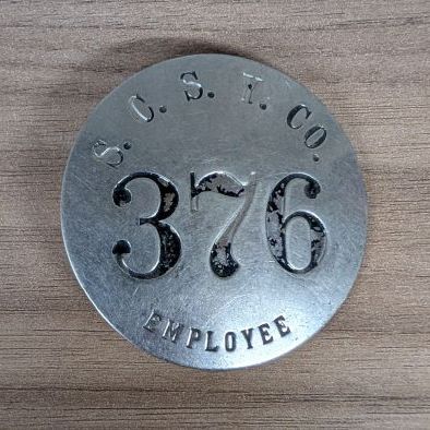 Sale Photo Thumbnail #229: Sioux City Stock Yards Company Metal Employee Identification Badge Number 376