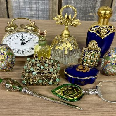 Sale Photo Thumbnail #71: Blessing West German Alarm Clock, Yu Feng Perfume Bottles & Vanity & Desk Accessories