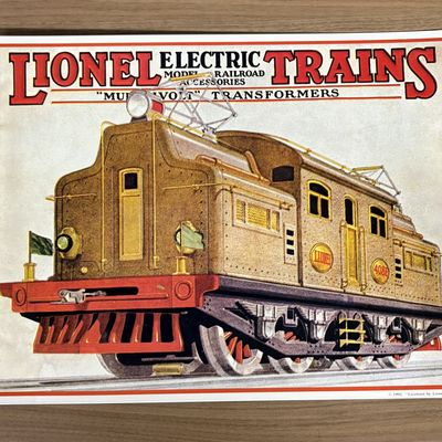 Sale Photo Thumbnail #581: Licensed Lionel Electric Trains 408E Locomotive Embossed Tin Advertising Sign