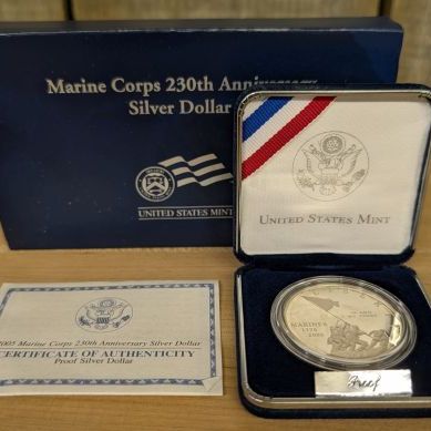 Sale Photo Thumbnail #303: 2005-P US Marine Corps 230th Anniversary Proof Silver Dollar