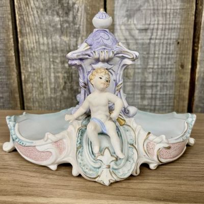Sale Photo Thumbnail #15: Rococo Style Porcelain Figural Cherub Double Centerpiece