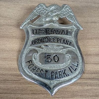Sale Photo Thumbnail #201: WWII U.S. Naval Ordnance Plant Forest Park Illinois Security Badge Number 50