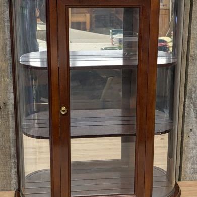 Sale Photo Thumbnail #332: The Bombay Company Curved Glass Wood Wall Curio Cabinet
