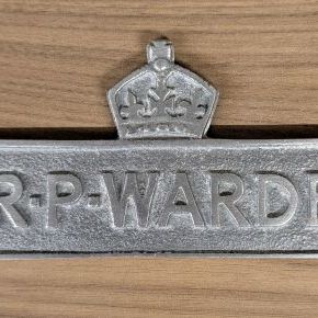 Sale Photo Thumbnail #218: WWII British Civil Defense Air Raid Precautions ARP Warden Cast Metal Post Plaque